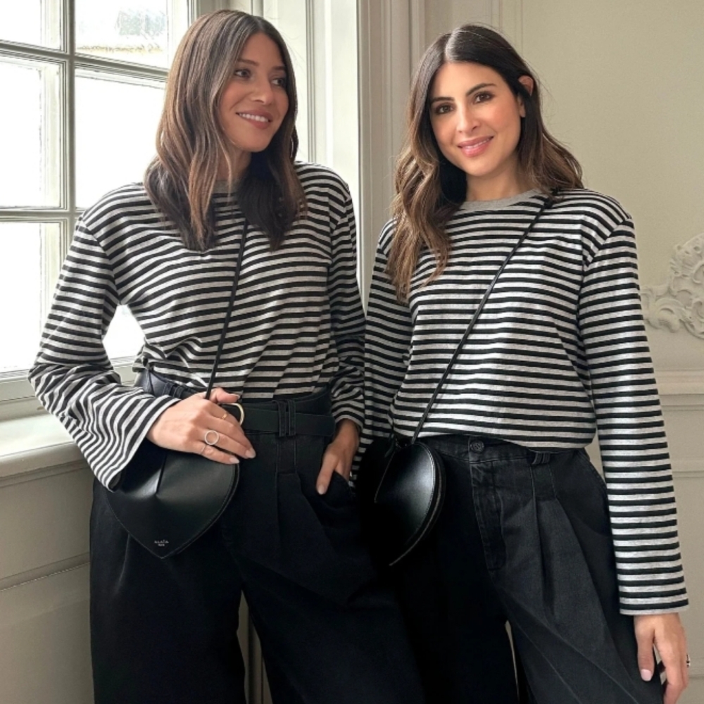 WAT THE BRAND The Ultimate Stripe Top Grey/Black Size Small